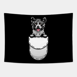 Funny Akita Pocket Dog Tapestry