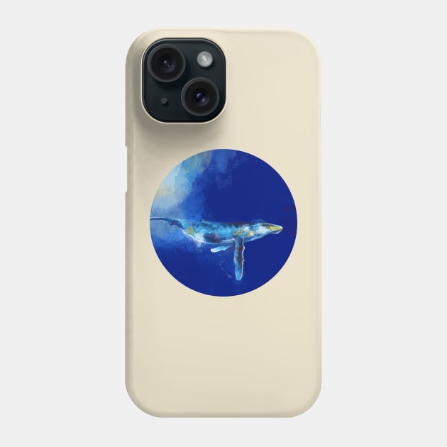 Deep Blue Whale - Ocean Digital Art Phone Case by Flo Art Studio