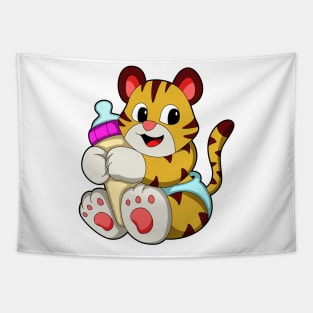 Baby tiger with Bottle Tapestry