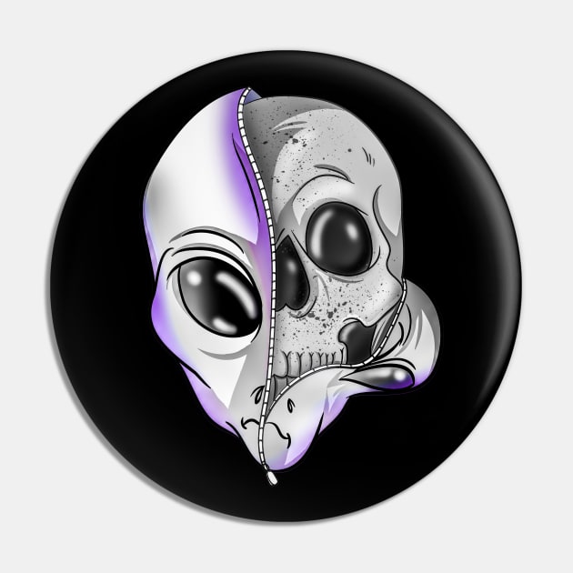 Purple Alien Skull Pin by Trendy Black Sheep