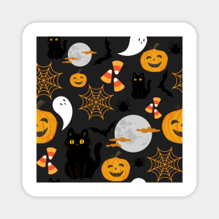 Halloween Pattern Black Magnet