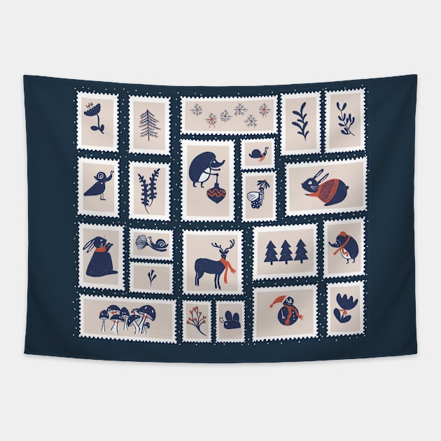 christmas stamps Tapestry by ellyro