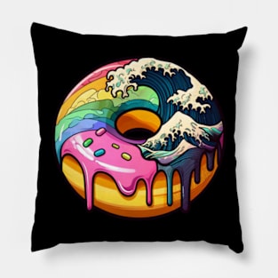 Donut Great Wave Ukiyo-E Pillow