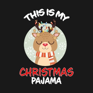 This Is My Christmas Pajama Reindeer Family Matching Christmas Pajama Costume Gift T-Shirt