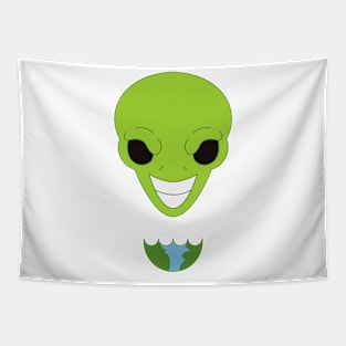 Adorable alien eating the world Tapestry