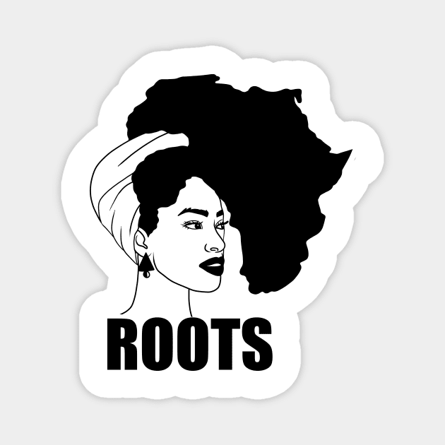 Afro, African Woman Roots, Africa Map, Black Pride Magnet by logiamerch