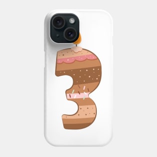 Cake number 3 Phone Case