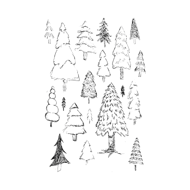 Hand Drawn Trees by Lavenderbuttons