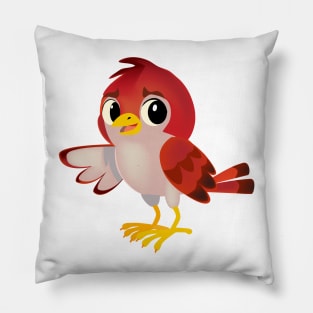 little red bird points its wing at the object Pillow