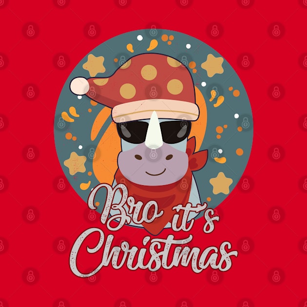 Rhino Christmas Santa's Hat Bro, it's Christmas by alcoshirts