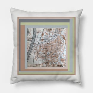 Trento, Italy map, antique 1800s Pillow