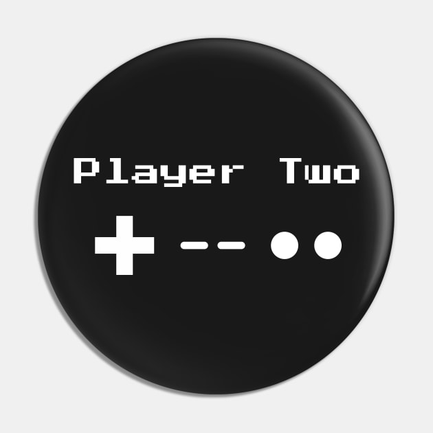 Player Two 8-bit Retro Gaming Pin by Nonstop Shirts