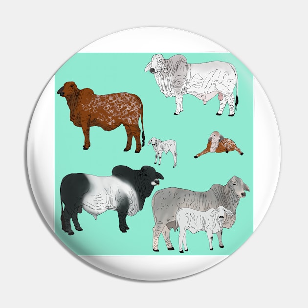 Brahman Cattle Seafoam Pin by TrapperWeasel