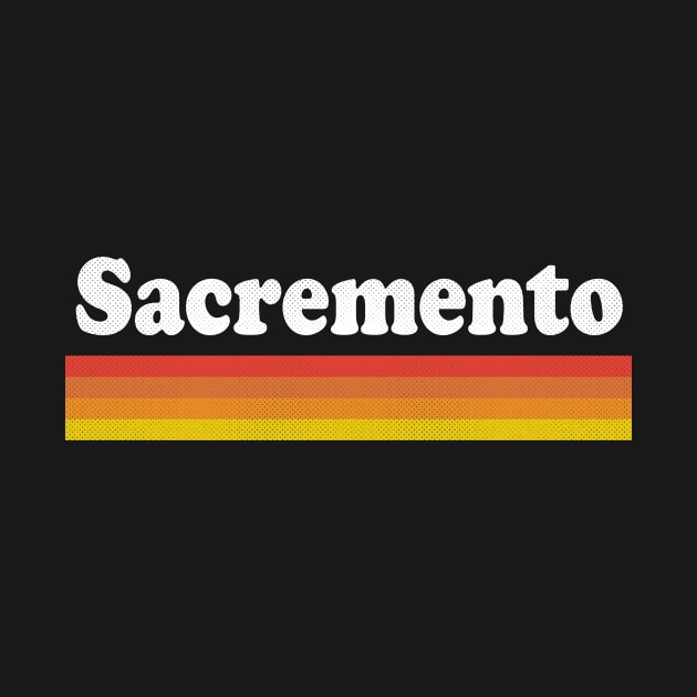 Sacramento, California - CA Retro Sunset and Text by thepatriotshop