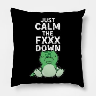 Mediating dinosaur tyrannosaurus rex calming down into zen mode Pillow