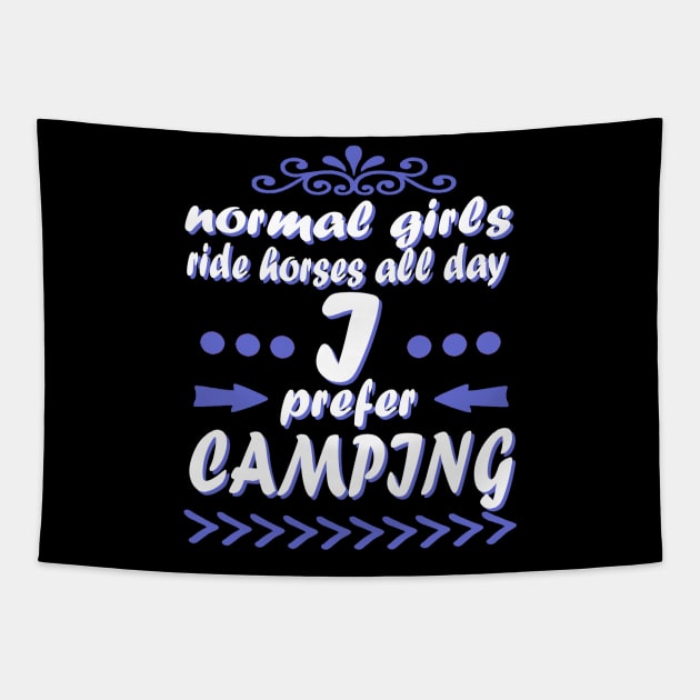 Camping girl campfire tents forest gift Tapestry by FindYourFavouriteDesign