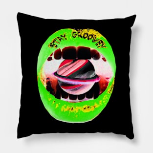 Stay groovy - Hybrid green retro lips Pillow