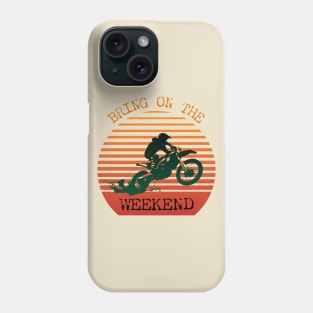 Dirt bike silhouette over sunset Phone Case