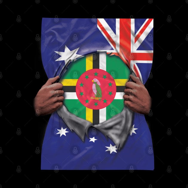 Dominica Flag Australian Flag Ripped - Gift for Dominican From Dominica by Country Flags