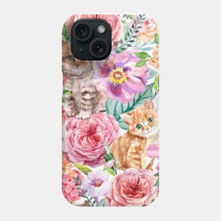 Kittens in flowers III Phone Case