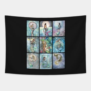 Nine Mermaids in One Fantasy Art by Molly Harrison Tapestry