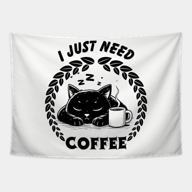 cat coffee Tapestry by jijo.artist