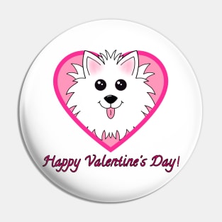 Happy Valentines Day with Dog in Heart Pin