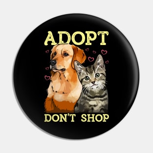 Adopt Don't Shop Cute Cat & Dog Rescue Adoption Pin