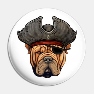 Funny Pirate Shar Pei Dog Sharpei Pin