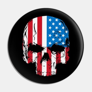 Flag 4th Of July Skull Floral Skeleton Pin