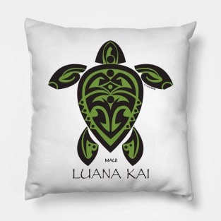 Black & Green Tribal Turtle Tattoo / Luana Kai Pillow