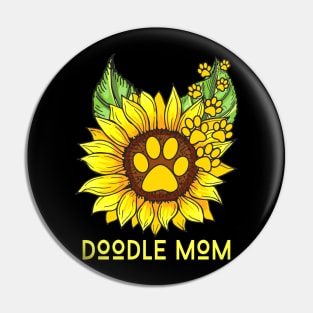 Sunflower Doodle Mom Funny Cute Paw Pin
