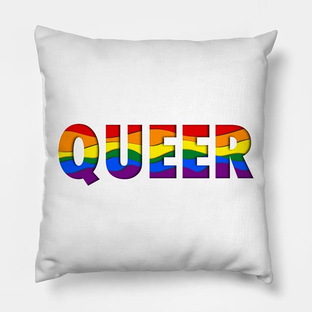 Paper Cut Queer Pillow by JustGottaDraw