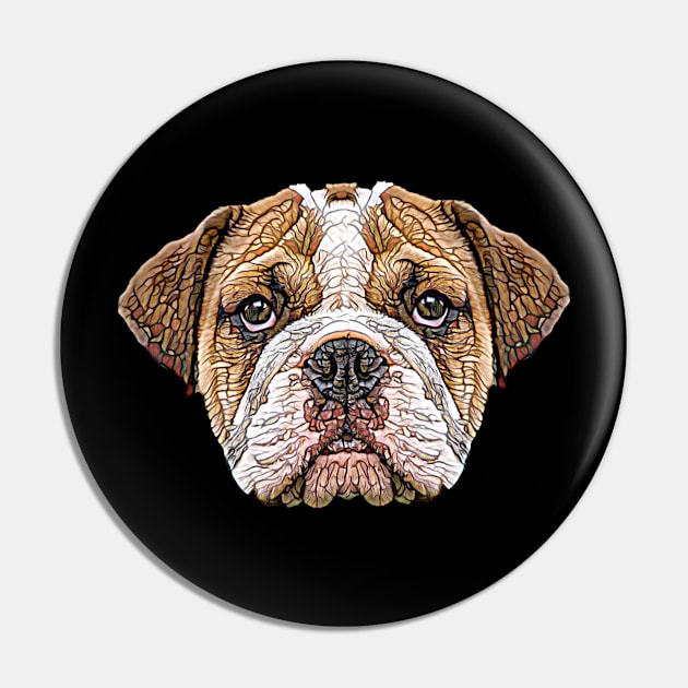 English Bulldog Face Pin by DoggyStyles