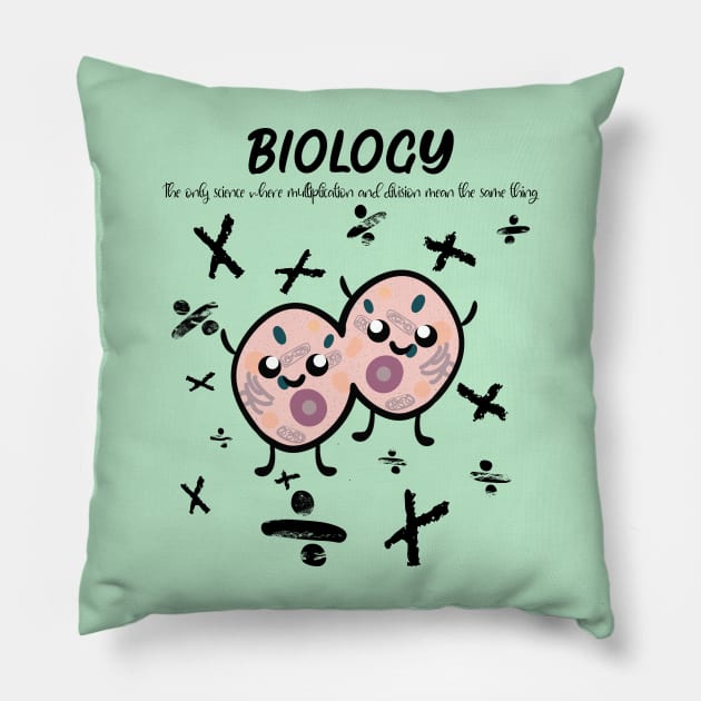 Multiply Your Cuteness: Biology's Adorable Mitosis Mayhem Pillow by Blacklinesw9