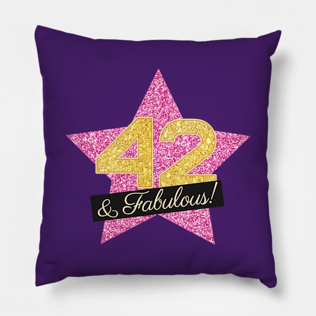 42nd Birthday Gifts Women Fabulous - Pink Gold Pillow by BetterManufaktur