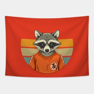 vintage raccoon retro sunset raccoon lover Tapestry