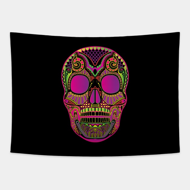 mexican sugar skull, bright neon colors Tapestry by IrynaPas
