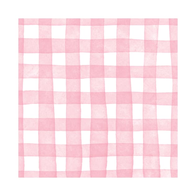 Pink Plaid Watercolor Gingham by MollyFergusonArt