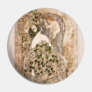 Summer. Art Nouveau gesso panel Pin