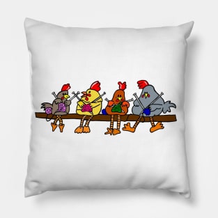 Knitting Chickens Pillow