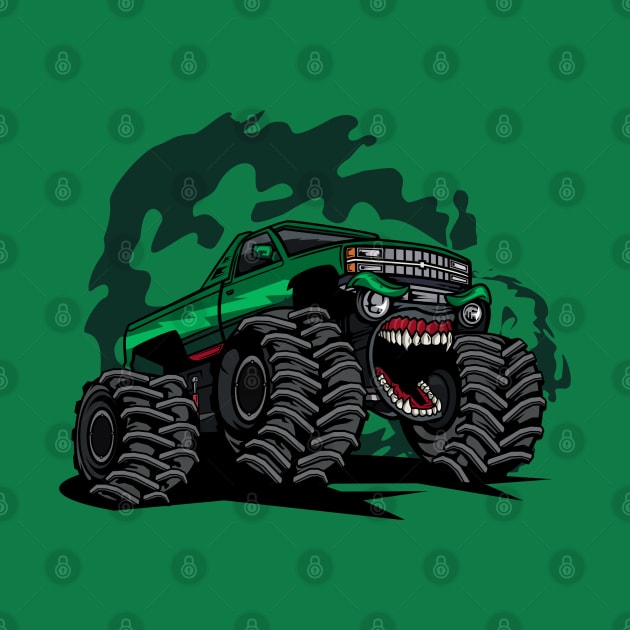 Green monster truck by beanbeardy
