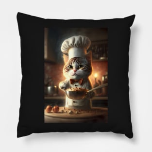 cute brown cat cooking pancake - CGI style Pillow