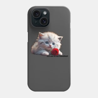 White kitty Valentine with red rose. AI generated image Phone Case