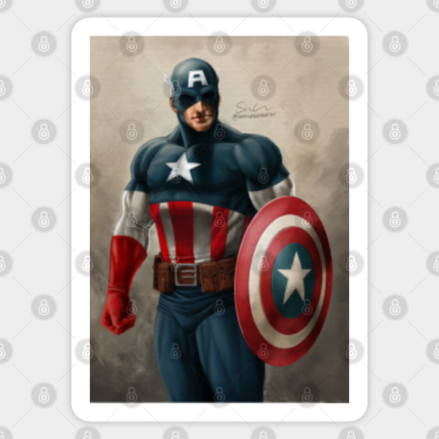 Captain America Painting Portrait Captain America Sticker Teepublic