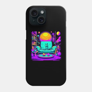 Psychedelic Cat on Chair Phone Case