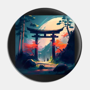 Autumnal Japanese Torii in the Mountains Pin