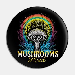 Colorful Rainbow Mushroom Illustration Pin