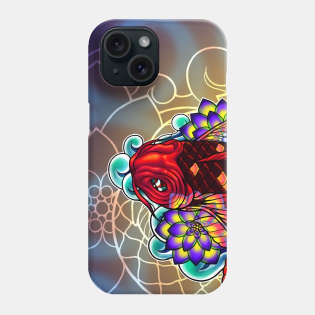 Koi and Lotus Blossoms Phone Case by Tranquileyez