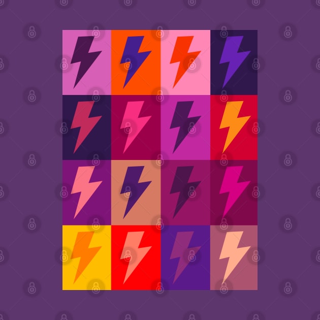 Lightning Bolts Checkerboard Pattern Pinks and Purples by OneThreeSix